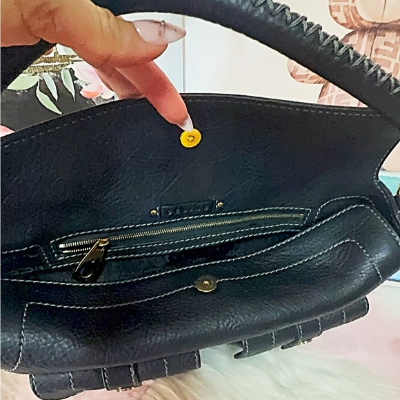 Celine shoulder Leather bag with gold-tone hardware and front buckle pocket - Picture 8 of 14